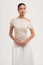 SAMIRA ASYMMETRIC RUCHED MODAL TEE