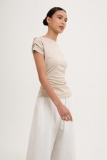 SAMIRA ASYMMETRIC RUCHED MODAL TEE