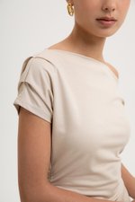 SAMIRA ASYMMETRIC RUCHED MODAL TEE