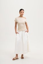 SAMIRA ASYMMETRIC RUCHED MODAL TEE