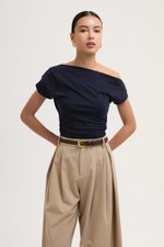 *BACKORDER 2* SAMIRA ASYMMETRIC RUCHED MODAL TEE
