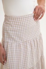TARRA GINGHAM TIERED MIDI SKIRT