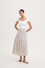 TARRA GINGHAM TIERED MIDI SKIRT