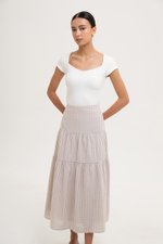 TARRA GINGHAM TIERED MIDI SKIRT