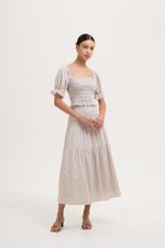 TARRA GINGHAM TIERED MIDI SKIRT