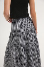 TARRA GINGHAM TIERED MIDI SKIRT