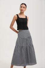 TARRA GINGHAM TIERED MIDI SKIRT
