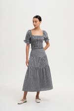 TARRA GINGHAM TIERED MIDI SKIRT