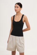 CARLY SCALLOP EDGE RIBBED TANK TOP