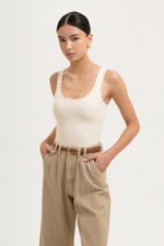 CARLY SCALLOP EDGE RIBBED TANK TOP
