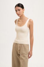 CARLY SCALLOP EDGE RIBBED TANK TOP