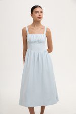 DARYA RUCHED DROP WAIST LINEN DRESS