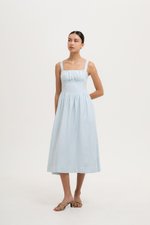 DARYA RUCHED DROP WAIST LINEN DRESS