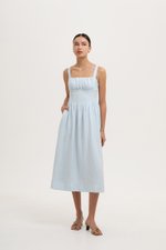 DARYA RUCHED DROP WAIST LINEN DRESS