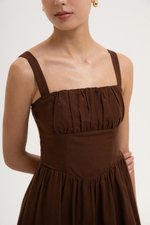 DARYA RUCHED DROP WAIST LINEN DRESS