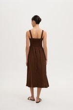 DARYA RUCHED DROP WAIST LINEN DRESS