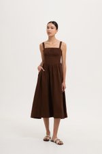 DARYA RUCHED DROP WAIST LINEN DRESS
