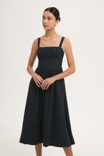 DARYA RUCHED DROP WAIST LINEN DRESS