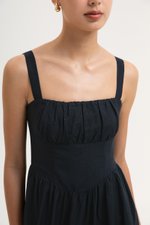 DARYA RUCHED DROP WAIST LINEN DRESS