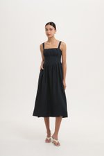 DARYA RUCHED DROP WAIST LINEN DRESS