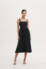 DARYA RUCHED DROP WAIST LINEN DRESS