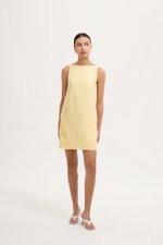 DARLIA LOW BACK SHEATH LINEN DRESS