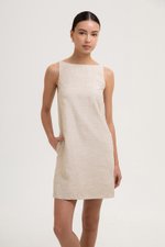 DARLIA LOW BACK SHEATH LINEN DRESS