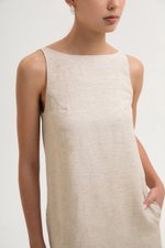 DARLIA LOW BACK SHEATH LINEN DRESS