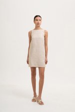 DARLIA LOW BACK SHEATH LINEN DRESS