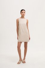DARLIA LOW BACK SHEATH LINEN DRESS