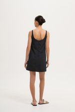 DARLIA LOW BACK SHEATH LINEN DRESS