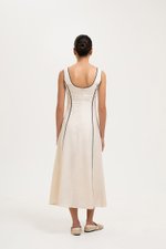 GWENDELYN CONTRAST TRIM MIDI LINEN DRESS