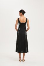 GWENDELYN CONTRAST TRIM MIDI LINEN DRESS