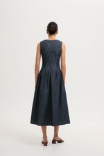 *BACKORDER* SABRINE VEST DROP WAIST DENIM MIDI DRESS