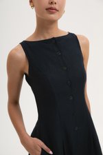 CLAUDINE BUTTON DOWN LINEN MIDI DRESS