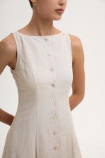 CLAUDINE BUTTON DOWN LINEN MIDI DRESS