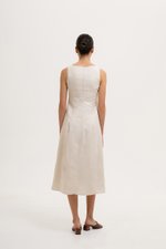 CLAUDINE BUTTON DOWN LINEN MIDI DRESS