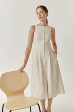 CLAUDINE BUTTON DOWN LINEN MIDI DRESS