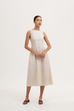 CLAUDINE BUTTON DOWN LINEN MIDI DRESS