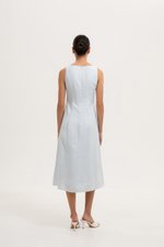 CLAUDINE BUTTON DOWN LINEN MIDI DRESS