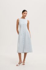 CLAUDINE BUTTON DOWN LINEN MIDI DRESS