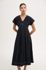 MARTINA CONTRAST PANELLED MIDI DRESS
