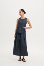 *BACKORDER* CASSANDRA LONG VEST DENIM TOP