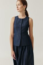 *BACKORDER* CASSANDRA LONG VEST DENIM TOP