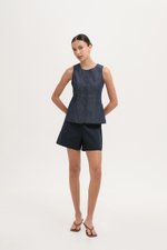 *BACKORDER* CASSANDRA LONG VEST DENIM TOP