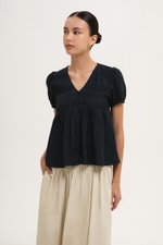 GIANNI PLEATED LINEN TOP