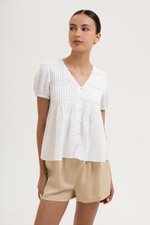 GIANNI PLEATED LINEN TOP