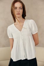 GIANNI PLEATED LINEN TOP