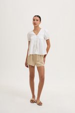 GIANNI PLEATED LINEN TOP