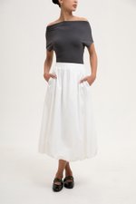 MYLANA BUBBLE HEM MIDI SKIRT